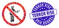 Collage No Police Gun Icon with Textured Terror Risk Seal Royalty Free Stock Photo
