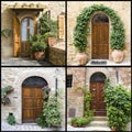 Collage with old italian doors Royalty Free Stock Photo
