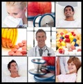 Collage of patients recovering in hospital Royalty Free Stock Photo