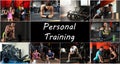 Collage of people in gym and text Personal Training Royalty Free Stock Photo