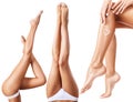 Collage of perfect and healthy female legs. Royalty Free Stock Photo