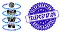 Collage Person Teleportation Icon with Textured Teleportation Stamp