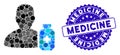 Collage Pharmacist Medicine Icon with Scratched Medicine Stamp