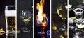 Collage from photo of alcoholic drinks. Dark background Royalty Free Stock Photo