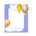 Collage Photo Frame Decorated with Clouds and Air Balloon Vector Illustration Royalty Free Stock Photo