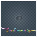 Collage of photo frame and sign Sweet memories vector illustration, background