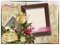 Collage photo frame on vintage background.