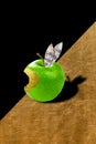 Collage photo of green bitten apple healthy iphone apple got high sells good profit for year isolated on painted