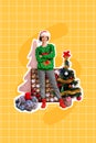 Collage photo poster folded arms stay cool wear green beer deer ugly sweater shopping toys for xmas tree tradition