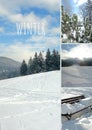 Collage photo winter in Slovenia, Europe.