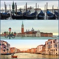 Collage of photographs of different views of Venice. Royalty Free Stock Photo