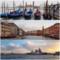 Collage of photographs of different views of Venice. Royalty Free Stock Photo