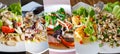 Collage from Photographs of variety Thai spicy salad. Royalty Free Stock Photo