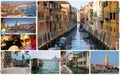 A collage of photos of attractions Venice Italy Royalty Free Stock Photo