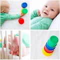 Collage Photos of Baby Child Playing and Discovery