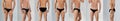 Collage with photos of man wearing underwear on light grey background, closeup. Banner design Royalty Free Stock Photo