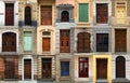 Collage with photos of old buildings with elegant wooden front doors