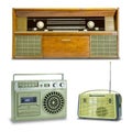 A collage of photos of old radios Royalty Free Stock Photo