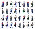 Collage with photos of plumbers on background Royalty Free Stock Photo