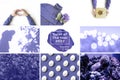 Collage from photos, purple violet trendy colors 2022.