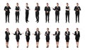 Collage with photos of receptionists on white background