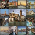 Collage of photos of the sights of Venice, Italy Royalty Free Stock Photo