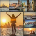 Collage of photos of the sights of Venice, Italy Royalty Free Stock Photo