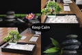 Collage of photos. Zen and calmness Royalty Free Stock Photo