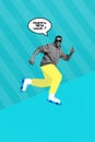 Collage picture of funny cool guy wear sunglasses ice skating rollerblades greetings happy new year brochure isolated on