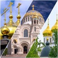 Collage Pictures Of Golden Cupola Of Russian Orthodox Churches