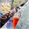 Collage pictures on scientific development of drugs in laboratory