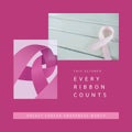 Collage of pink awareness ribbons and this october every ribbon counts text on pink background Royalty Free Stock Photo