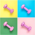 Collage of pink dumbbells