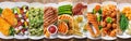 collage of plates of food on a wooden background Royalty Free Stock Photo