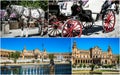 Collage of Plaza de espana spain square Seville, Andalusia, Spain. Royalty Free Stock Photo