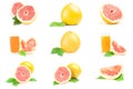 Collection of pompelmoes isolated on a white background with clipping path Royalty Free Stock Photo