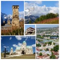 Collage of popular Georgia touristic landmarks, unesco heritage