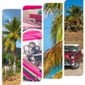 Collage of popular tourist destinations in Cuba. Travel background