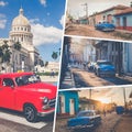Collage of popular tourist destinations in Cuba. Travel background
