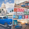 Collage of popular tourist destinations in Cuba. Travel background