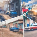 Collage of popular tourist destinations in Cuba. Travel background