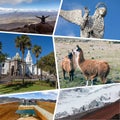 Collage of popular tourist destinations in Ecuador. Travel background. South America