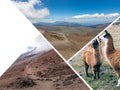 Collage of popular tourist destinations in Ecuador. Travel background. South America