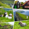 Collage of popular tourist destinations in Faroes Islands.  Travel background. Faroe Islands. Denmark. Europe Royalty Free Stock Photo