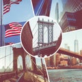 Collage of popular tourist destinations in New York. USA. Travel background