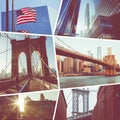 Collage of popular tourist destinations in New York. USA. Travel background