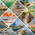 Collage of popular tourist destinations in Senegal. Travel background. West Africa