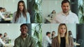 Collage portrait of multiethnic male and female office workers smiling to camera at office. Portrait of happy