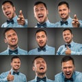 Collage of portrait smiling man faces