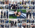 The collage from portraites of multi ethnic business team. Royalty Free Stock Photo